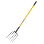 Garden Fork, 5-Tine Gardening Pitchfork with Fiberglass Handle, 57 in Heavy Duty Digging Fork with Y Grip, Forged Steel Spading 