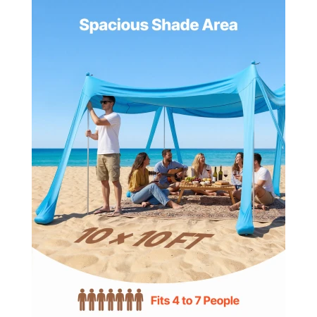 Strandtelt Sun Shelter, UPF50+ Solbeskyttelse, 2 m høj, 3x3 m