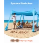 Beach Tent Sun Shelter, UPF50+ Sun Protection, 2 m Tall, 3x3 m, Easy Pop Up Beach Canopy with Sandbags, Stability Poles, Sand Sh