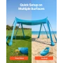 Beach Tent Sun Shelter, UPF50+ Sun Protection, 2 m Tall, 3x3 m, Easy Pop Up Beach Canopy with Sandbags, Stability Poles, Sand Sh