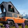 Rooftop Tent Hard Shell, 2-3 Person Aluminum Roof Top Tent Hardshell with Tri-Color LED Light, Thick Mattress & Window, Waterpro