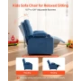 Kids Reclining Chair, Toddler Recliner with Cup Holders and Pockets, 107° to 126° Adjustable Backrest, Breathable Polyester Fabr