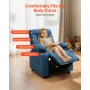 Kids Reclining Chair, Toddler Recliner with Cup Holders and Pockets, 107° to 126° Adjustable Backrest, Breathable Polyester Fabr