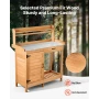 Potting Bench Table, Outdoor Gardening Wooden Workstation with 112 x 46.5 cm Galvanized Iron Tabletop, Garden Work Station with 