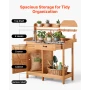 Potting Bench Table, Outdoor Gardening Wooden Workstation with 112 x 46.5 cm Galvanized Iron Tabletop, Garden Work Station with 