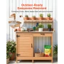 Potting Bench Table, Outdoor Gardening Wooden Workstation with 112 x 46.5 cm Galvanized Iron Tabletop, Garden Work Station with 