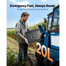 Metal Fuel Container, 20 L, Fuel Jerry Can with Spout and Comfort Handle, 6 L/min Max Flow Rate, Leakproof & Corrosion-resistant