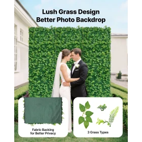 Artificial Plant Wall, 4 PCS 61 x 243.8 cm Artificial Boxwood Panels, Sun Protection Greenery Backdrop Privacy Hedge Fence, Fake