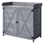 Potting Bench Table, Outdoor Gardening Wooden Storage Cabinet with 98 x 48 cm Wood Tabletop, Garden Planting Workstation with La