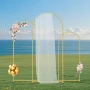 Wedding Arch Backdrop Stand, Set of 3, Metal Stable Stand with Case Connection & Chassis Crossbar Design, Easy-to-Assemble Gold 