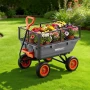 Garden Dump Cart, 362 kg Poly Dump Cart, Garden Carts Dumps Wagon with Storage Fence, 90° Quick-Dumps Mechanism, 180° Swivel Whe
