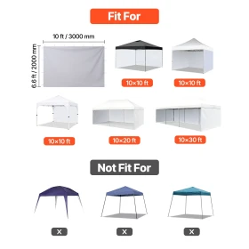 Canopy Sidewalls, Fit for 3 x 3 m Pop Up Canopy Tent, Tent Side Walls with Waterproof and Sunlight Protection Layer for Outdoor 