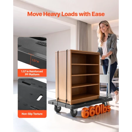 Foldbar skubbevogn Dolly, 299,37 kg kapacitet, sammenklappelig