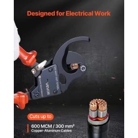 Ratcheting Cable Cutter, Spring Steel Blades with PVC-Coated Handles, Quick-Release Button, Heavy Duty Ratchet Cable Wire Cutter