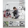 Drain Cleaner Machine 30m x 9.5mm, Auto Feed Sewer Snake Drain Auger on Wheels, Portable Drain Cleaning Machine with 8 Cutters &