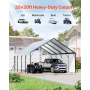 Heavy Duty Metal Carport, 5.8 x 6 x 3.77 m Outdoor Carport with Sturdy Frame & Roof, Car Garage Shade with Removable Sidewalls, 