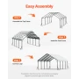 Kraftig metal carport, 5,8 x 6 x 3,77 m udendørs carport med