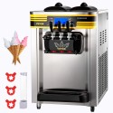 Commercial Ice Cream Maker, 22-30L/H Yield, 2350W Countertop Soft Serve Machine w/ 2x6L Hopper 2L Cylinder LCD Panel Puffing