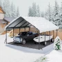 Kraftig metal carport, 5,8 x 6 x 3,77 m udendørs carport med