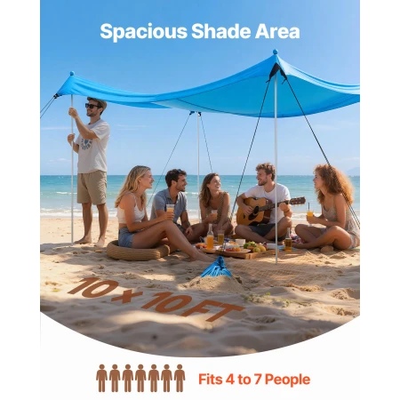 Strandtelt Sun Shelter, UPF50+ solbeskyttelse, 2 m høj, 3 x 3