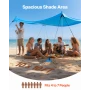 Beach Tent Sun Shelter, UPF50+ Sun Protection, 2 m Tall, 3 x 3 m, Easy Pop Up Beach Canopy with 8 Sandbags, Stability Poles, San