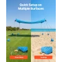 Beach Tent Sun Shelter, UPF50+ Sun Protection, 2 m Tall, 3 x 3 m, Easy Pop Up Beach Canopy with 8 Sandbags, Stability Poles, San