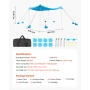 Beach Tent Sun Shelter, UPF50+ Sun Protection, 2 m Tall, 3 x 3 m, Easy Pop Up Beach Canopy with 8 Sandbags, Stability Poles, San