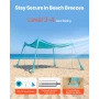 Beach Tent Sun Shelter, UPF50+ Sun Protection, 2 m Tall, 3 x 3 m, Easy Pop Up Beach Canopy with Sandbags, Stability Poles, Sand 