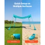 Beach Tent Sun Shelter, UPF50+ Sun Protection, 2 m Tall, 3 x 3 m, Easy Pop Up Beach Canopy with Sandbags, Stability Poles, Sand 
