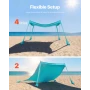 Strandtelt Sun Shelter, UPF50+ solbeskyttelse, 2 m høj, 3 x 3