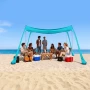 Beach Tent Sun Shelter, UPF50+ Sun Protection, 2 m Tall, 3 x 3 m, Easy Pop Up Beach Canopy with Sandbags, Stability Poles, Sand 