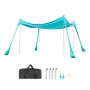 Beach Tent Sun Shelter, UPF50+ Sun Protection, 2 m Tall, 3 x 3 m, Easy Pop Up Beach Canopy with Sandbags, Stability Poles, Sand 