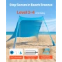 Beach Tent Sun Shelter, UPF50+ Sun Protection, 2 m Tall, 2.3 x 2.3 m, Easy Pop Up Beach Canopy with Sandbags, Stability Poles, S