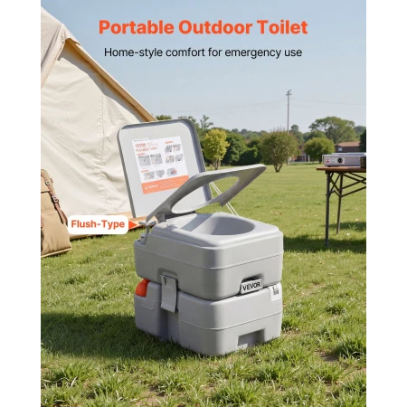 Portable Toilet, 20L Detachable Waste Tank, 120 Flushes, Camping Toilet for Adults, Outdoor Travel Potty with Level Indicator, C