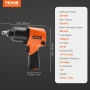 Air Impact Wrench, 1/2" Drive Air Impact Gun Up to 880ft-lbs Nut-busting Torque, 7500RPM Lightweight Pneumatic Tool for Auto Rep