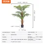 Artificial Palm Tree, 4 FT Tall Faux Plant, Secure PE Material & Anti-Tip Tilt Protection Low-Maintenance Plant, Lifelike Green 