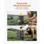 Camping Rocket Stove, Wood Burning Portable Rocket Stove with Carrying Bag for Backpacking, SPCC Steel, Double Door, Burn Twigs,