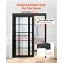 Bypass Sliding Door Hardware Kit, 1524 mm Aluminum Alloy Dual-Track Bypass Door Hardware, Smooth and Quiet Sliding, Easy to Inst