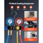 AC Manifold Gauge Set for R134a R404A R1234yf R22 Refrigerant, 4 Way AC Gauge with 1.5m Hoses, Adapters, Quick Couplers, Can Tap