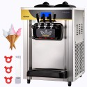 Commercial Ice Cream Maker, 22-30L/H Yield, 2200W Countertop Soft Serve Machine w/ 2x6L Hopper 2L Cylinder LCD Panel Puffing