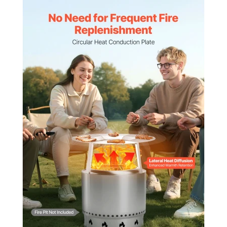 Fire Pit Heat Deflector for Solo Stove Yukon, 635 mm Bonfire Round for Wood Burning Fire Pit, 304 Stainless Steel Heat Diffuser,