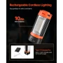 LED Work Light with Stand, 10Ah, Rechargeable Cordless Camping Light, with 3 Lamp Heads, Detachable Tripod Stand, 2200 Lumens 30