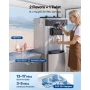 Commercial Ice Cream Machine, 20-28L/H Yield, 2200W 3-Flavor Freestanding Soft Serve Ice Cream Maker with 2 x 6L Hoppers & Hoppe