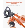 Ratcheting Cable Cutter, Spring Steel Blades with PVC-Coated Handles, Quick-Release Button, Heavy Duty Ratchet Cable Wire Cutter