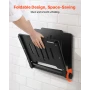 Foldable Shower Seat Wall Mounted, 452mm Folding Shower Bench with Supportive Backrest, Plastic Fold-Down Bathroom Corridor Seat