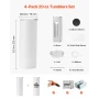 Sublimation Tumblers, 4 Pack, 591 mL Skinny Straight Tumblers Bulk, Stainless Steel Sublimation Cups with Lids and Straws, Doubl