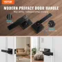 Entry Lever Door Handle, 2 PCS Black Entry Knob, Lock and Key Locking Lever Set, Contemporary Square Door Lever, Reversible for 