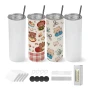 Sublimation Tumblers, 4 Pack, 591 mL Skinny Straight Tumblers Bulk, Stainless Steel Sublimation Cups with Lids and Straws, Doubl
