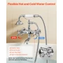 Clawfoot Tub Faucet, Wall Mount Bathtub Faucets with Handheld Shower, Vintage Polished Chrome Clawfoot Tub Filler Faucet Shower 