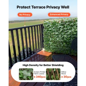 Expandable Fence Privacy Screen, 63.5 x 320 cm Expand Artificial Plant Wall, Realistic Artificial Ivy Panel with 50 Zip Ties, De